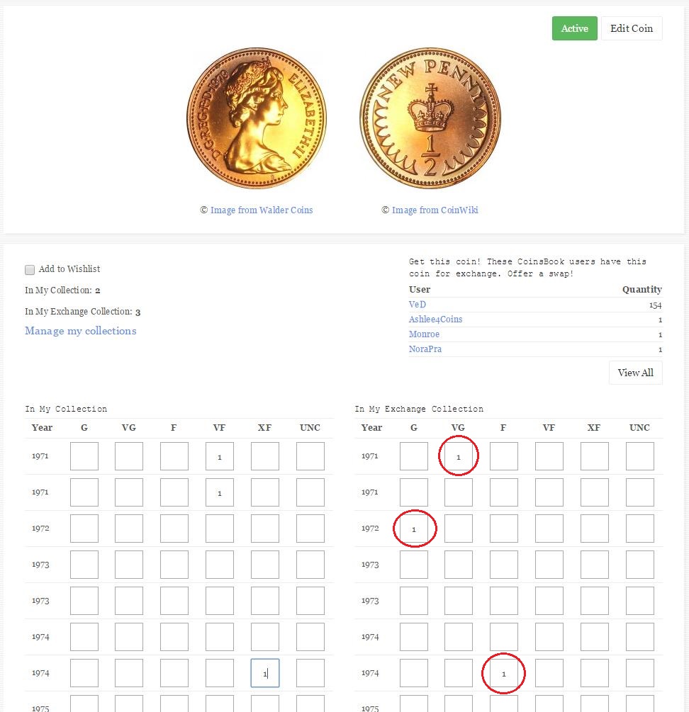 Manage coins exchange collection