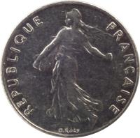 France coin 1/2 Franc - O. Roty (1964 - 2001) obverse obverse of 1/2 Franc - O. Roty (1964 - 2001) coin with KM# 931.1 from France. Inscription: REPUBLIQUE FRANÇAISE O. Roty
