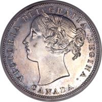 Canada coin 20 Cents - Victoria (1858) obverse obverse of 20 Cents - Victoria (1858) coin with KM# 4 from Canada. Inscription: VICTORIA DEI GRATIA REGINA. CANADA