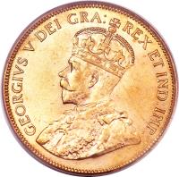 Canada coin 10 Dollars - George V (1912 - 1914) obverse obverse of 10 Dollars - George V (1912 - 1914) coin with KM# 27 from Canada. Inscription: GEORGIVS V DEI GRA: REX ET IND:IMP:
