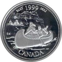 reverse of 25 Cents - Elizabeth II - May (1999) coin with KM# 346a from Canada. Inscription: CANADA MAY 1999 MAI SM