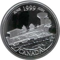 reverse of 25 Cents - Elizabeth II - June (1999) coin with KM# 347a from Canada. Inscription: CANADA JUNE 1999 JUIN