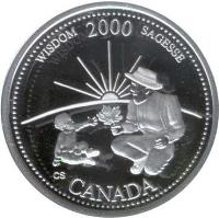 Canada coin 25 Cents - Elizabeth II - Wisdom (2000) reverse reverse of 25 Cents - Elizabeth II - Wisdom (2000) coin with KM# 378a from Canada. Inscription: CANADA WISDOM 2000 SAGESSE CS