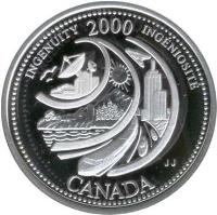 Canada coin 25 Cents - Elizabeth II - Ingenuity (2000) reverse reverse of 25 Cents - Elizabeth II - Ingenuity (2000) coin with KM# 380a from Canada. Inscription: CANADA INGENUITY 2000 INGÉNIOSITÉ JJ