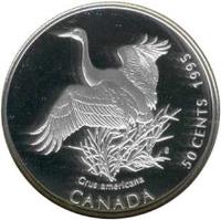 Canada coin 50 Cents - Elizabeth II - American Crane (1995) reverse reverse of 50 Cents - Elizabeth II - American Crane (1995) coin with KM# 262 from Canada. Inscription: Grus americana CANADA 50 CENTS 1995