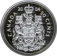 reverse of 50 Cents - Elizabeth II - 2'nd Portrait (2004) coin from Canada. Inscription: 2004 CANADA 50 CENTS A MARI USQUE AD MARE