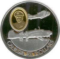 Canada coin 20 Dollars - Elizabeth II - Avro Anson (1990) reverse reverse of 20 Dollars - Elizabeth II - Avro Anson (1990) coin with KM# 173 from Canada. Inscription: CANADA 20 DOLLARS GB