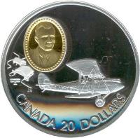 Canada coin 20 Dollars - Elizabeth II - de Havilland Gypsy Moth (1992) reverse reverse of 20 Dollars - Elizabeth II - de Havilland Gypsy Moth (1992) coin with KM# 225 from Canada. Inscription: CANADA 20 DOLLARS