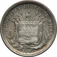 Costa Rica coin 25 Centavos (1886 - 1887) obverse obverse of 25 Centavos (1886 - 1887) coin with KM# 127 from Costa Rica.