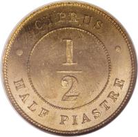 reverse of 1/2 Piastre - Victoria (1879 - 1900) coin with KM# 2 from Cyprus. Inscription: CYPRUS 1 2 HALF PIASTRE