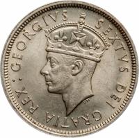 obverse of 2 Shillings - George VI (1949) coin with KM# 32 from Cyprus.