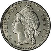 Dominican Republic coin 20 Centavos (1897) reverse reverse of 20 Centavos (1897) coin with KM# 14 from Dominican Republic.
