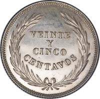 El Salvador coin 25 Centavos (1914) reverse reverse of 25 Centavos (1914) coin with KM# 126 from El Salvador. Inscription: VEINTE Y CINCO CENTAVOS