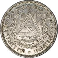 obverse of 10 Centavos (1914) coin with KM# 125 from El Salvador. Inscription: REPUBLICA DE EL SALVADOR EN LA AMERICA CENTRAL DIOS UNION LIBERTAD 835 * 1914