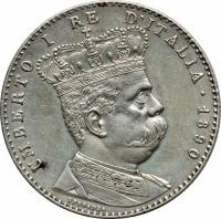 Eritrea coin 2 Lire - Umberto I (1890 - 1896) obverse obverse of 2 Lire - Umberto I (1890 - 1896) coin with KM# 3 from Eritrea. Inscription: UMBERTO I RE D'ITALIA · 1896 SPERANZA