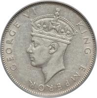 obverse of 1 Florin - George VI (1938 - 1945) coin with KM# 13 from Fiji. Inscription: GEORGE VI KING EMPERORR