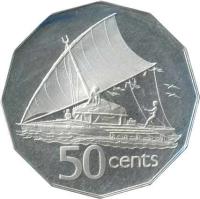 reverse of 50 Cents - Elizabeth II - 2'nd Portrait (1976) coin with KM# 36a from Fiji. Inscription: 50 cents