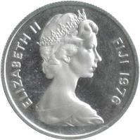 obverse of 5 Cents - Elizabeth II - 2'nd Portrait (1976) coin with KM# 29a from Fiji. Inscription: ELIZABETH II FIJI 1976