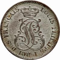 French Guiana coin 10 Centimes - Louis Philippe I (1846) obverse obverse of 10 Centimes - Louis Philippe I (1846) coin with KM# A2 from French Guiana. Inscription: LOUIS PHILIPPE I ROI DES FRANÇAIS