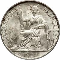 French Indochina coin 20 Centimes (1920) obverse obverse of 20 Centimes (1920) coin with KM# 15 from French Indochina.