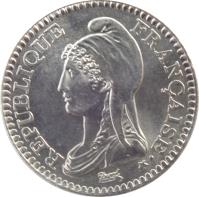 France coin 1 Franc - 200th Anniversary of French Republic (1992) obverse obverse of 1 Franc - 200th Anniversary of French Republic (1992) coin with KM# 1004.1 from France. Inscription: REPUBLIQUE FRANÇAISE Dupré