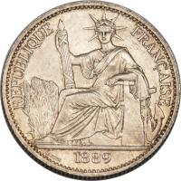 French Indochina coin 50 Centimes (1885 - 1895) obverse obverse of 50 Centimes (1885 - 1895) coin with KM# 4 from French Indochina. Inscription: REPUBLIQUE FRANÇAISE 1885