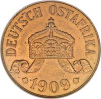 obverse of 5 Heller - Wilhelm II (1908 - 1909) coin with KM# 11 from German East Africa.