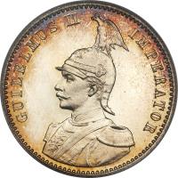 obverse of 1/2 Rupie - Wilhelm II (1904 - 1914) coin with KM# 9 from German East Africa. Inscription: GUILELMUS II IMPERATOR
