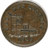 reverse of 2 Quartos - James Spittles (1820) coin with KM# Tn9 from Gibraltar. Inscription: VALE DOS QUARTOS 1820