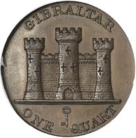 reverse of 1 Quart - Victoria (1841 - 1861) coin with KM# 2 from Gibraltar. Inscription: GIBRALTAR ONE QUART