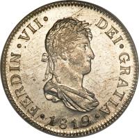 obverse of 2 Reales - Fernando VII (1808 - 1821) coin with KM# 67 from Guatemala.