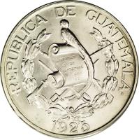 obverse of 1/2 Quetzal (1925) coin with KM# 241 from Guatemala.