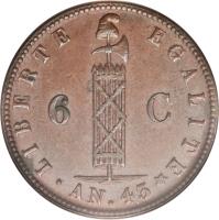 obverse of 6 Centimes (1846) coin with KM# 28 from Haiti.