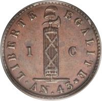 obverse of 1 Centime (1846) coin with KM# 25 from Haiti.