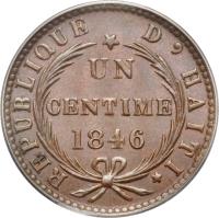 reverse of 1 Centime (1846) coin with KM# 25 from Haiti.