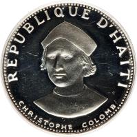 Haiti coin 25 Gourdes - Christopher Columbus (1973 - 1974) obverse obverse of 25 Gourdes - Christopher Columbus (1973 - 1974) coin with KM# 102 from Haiti. Inscription: REPUBLIQUE D'HAITI CHRISTOPHE COLOMB