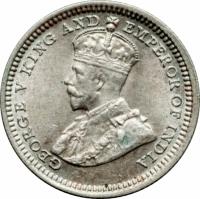obverse of 5 Cents - George V (1932 - 1933) coin with KM# 18 from Hong Kong. Inscription: GEORGE V KING AND EMPEROR OF INDIA