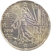 France coin 20 Euro Cent - 2'nd Map (2007 - 2015) obverse obverse of 20 Euro Cent - 2'nd Map (2007 - 2015) coin with KM# 1411 from France. Inscription: RF 2007 L. JORIO d'ap. O. ROTY