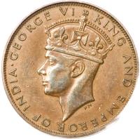 Hong Kong coin 1 Cent - George VI (1941) obverse obverse of 1 Cent - George VI (1941) coin with KM# 24 from Hong Kong. Inscription: · GEORGE VI KING AND EMPEROR OF INDIA