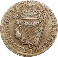 Ireland coin 1/2 Penny - William & Mary (1692 - 1694) reverse reverse of 1/2 Penny - William & Mary (1692 - 1694) coin with SP# 6597 from Ireland. Inscription: MAG BR FR ET HIB REX ET REGINA 1693