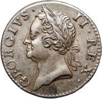 Ireland coin 1 Farthing - George II (1760) obverse obverse of 1 Farthing - George II (1760) coin with SP# 6611 from Ireland. Inscription: GEORGIVS II · REX