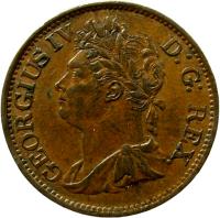 obverse of 1/2 Penny - George IV (1822 - 1823) coin with SP# 6624 from Ireland. Inscription: GEORGIUS IV D: G: REX