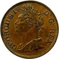 Ireland coin 1/2 Penny - George IV (1822 - 1823) obverse obverse of 1/2 Penny - George IV (1822 - 1823) coin with SP# 6624 from Ireland. Inscription: GEORGIUS IV D: G: REX