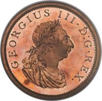 obverse of 1 Penny - George III (1805) coin with SP# 6620 from Ireland. Inscription: GERGIUS III · D:G · REX.