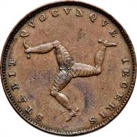 Isle of Man coin 1 Farthing - Victoria (1839 - 1864) reverse reverse of 1 Farthing - Victoria (1839 - 1864) coin with KM# 12 from Isle of Man. Inscription: STABIT QVOCVNQVE IECERIS
