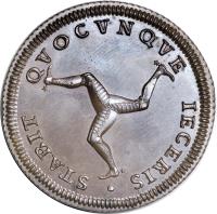 Isle of Man coin 1 Penny - George III (1786) reverse reverse of 1 Penny - George III (1786) coin with KM# 9 from Isle of Man. Inscription: QVOCVNQVE IECERIS STABIT