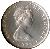 obverse of 1/2 New Penny - Elizabeth II - Silver Proof; 2'nd Portrait (1975) coin with KM# 19a from Isle of Man. Inscription: ELIZABETH THE SECOND 1975