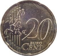 France coin 20 Euro Cent - 1'st Map (1999 - 2006) reverse reverse of 20 Euro Cent - 1'st Map (1999 - 2006) coin with KM# 1286 from France. Inscription: 20 EURO CENT LL