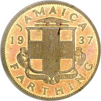 reverse of 1 Farthing - George VI (1937) coin with KM# 27 from Jamaica. Inscription: JAMAICA 19 37 FARTHING