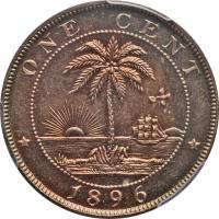 reverse of 1 Cent (1896 - 1906) coin with KM# 5 from Liberia. Inscription: ONE CENT 1906